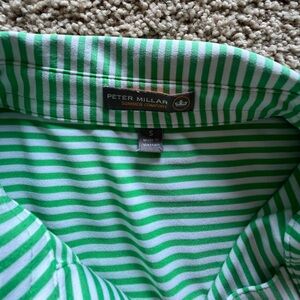 Peter Millar Vibrant Green and White Striped Polo
